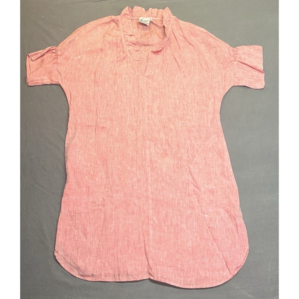 FINLEY Wms size Small Crosby Ruffle Linen Shirt Dress Side pockets Bell Sleeve
